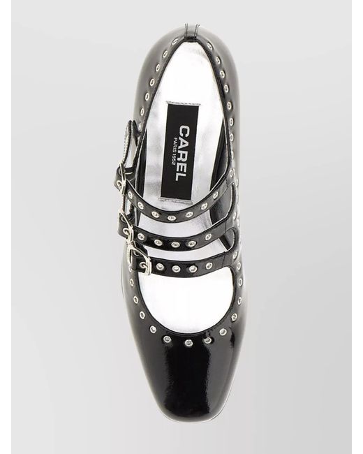 CAREL PARIS Black Leather Round-Toe Pumps