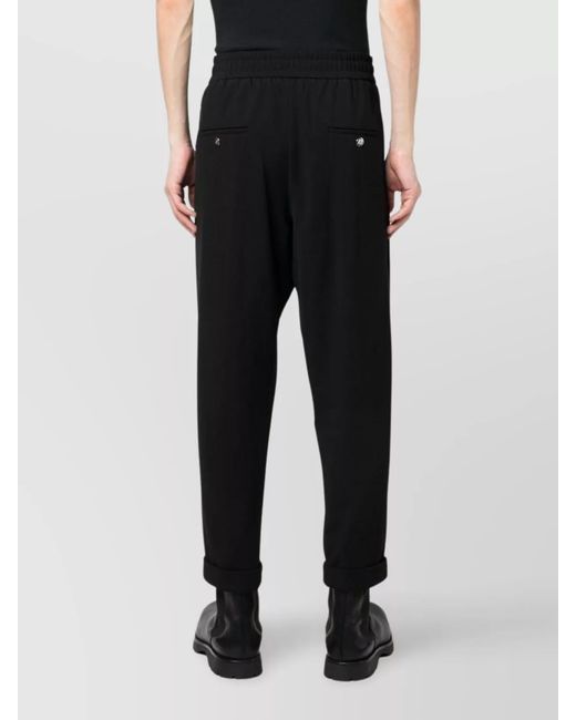 Balmain Black Cropped Drop-Crotch Trousers for men
