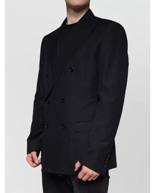 Dolce & Gabbana Black Linen Cotton Double-Breasted Blazer for men