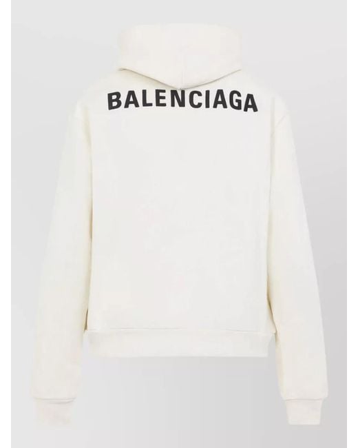 Balenciaga White Medium Fit Cotton Fleece Hooded Sweatshirt