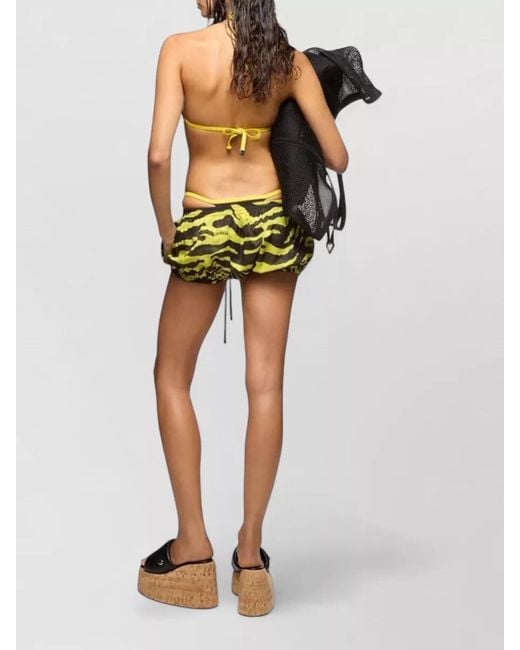 The Attico Multicolor High Cut Zebra Print Beach Shorts