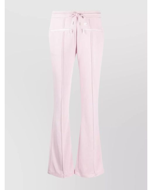 Courreges Pink Interlock Flared Trousers With Elasticated Waistband And Zippered Pockets