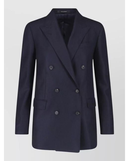 Tagliatore Blue Cashmere Virgin Wool Suit Jacket