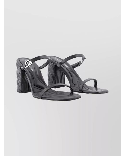 McQueen Metallic Leather Seal Heeled Sandals