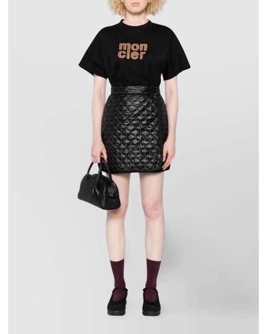 Moncler Black Cotton Teddy Logo Short-Sleeve T-Shirt