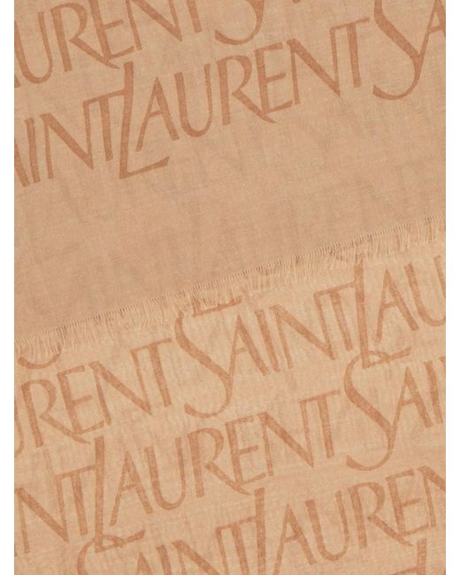 Saint Laurent Natural Cashmere Modal Logo-Jacquard Square Scarf for men