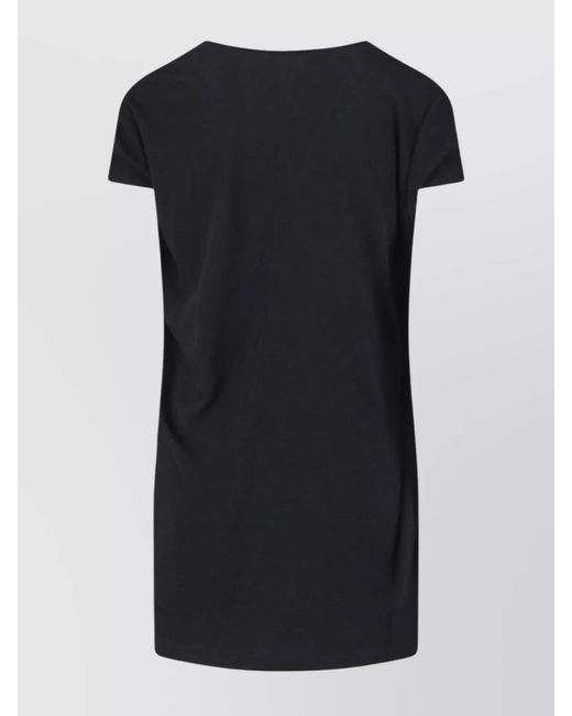 Rick Owens Black Short Sleeves With Asymmetric Hem And V-Neckline