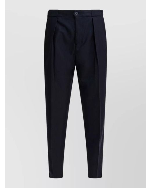 Briglia 1949 Blue Tailored Trousers Belt Loops Pleats Side Pockets