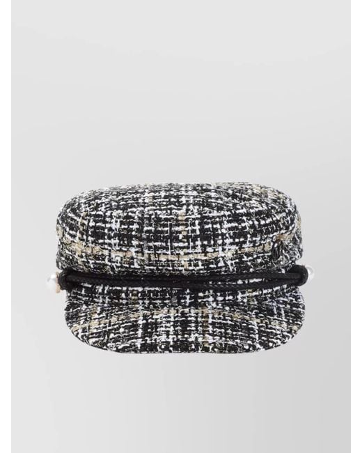 Maison Michel Gray Metallic Tweed Sailor Cap
