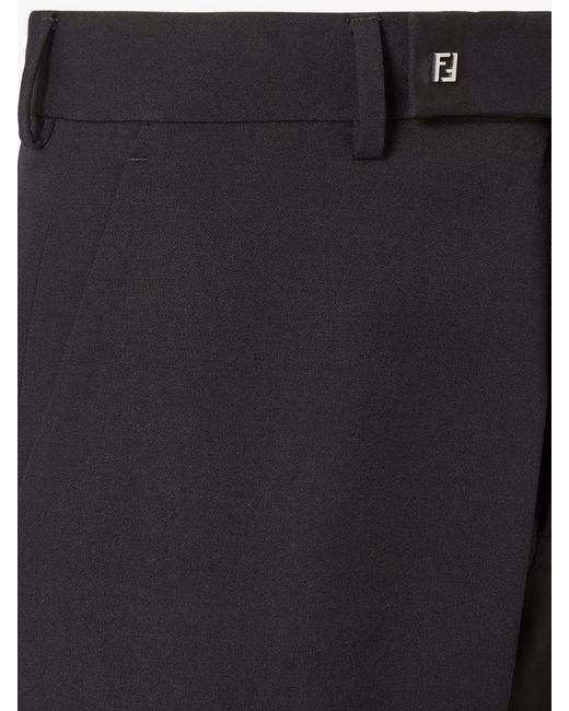 Fendi Blue Virgin Wool Slim Tapered Tailored Trousers for men