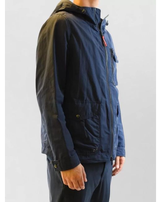 Fay Black Hooded Jackets Chest Pocket Side Pockets Cuffs for men