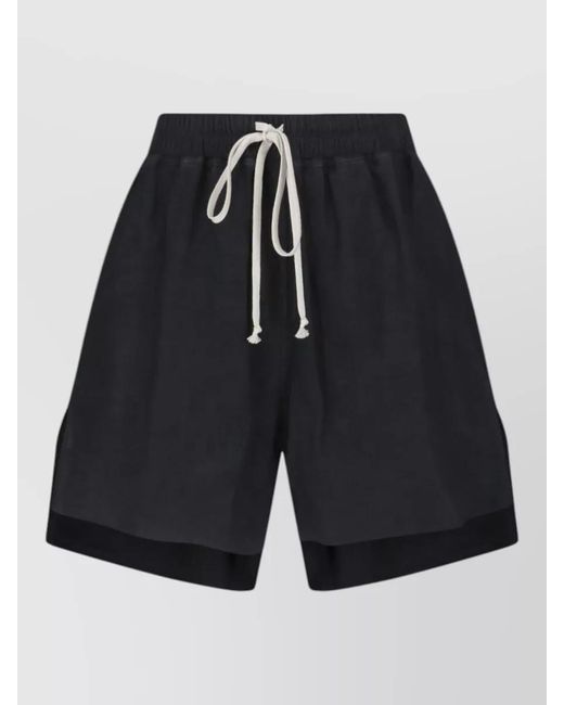 Rick Owens Blue Straight Shorts Side Pockets Subtle Slits