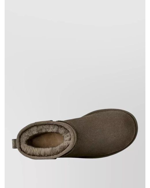 Ugg Brown Mini Ankle Boots Round Toe Rubber Sole