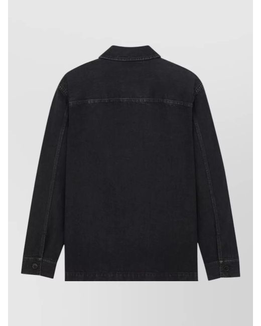 Saint Laurent Blue Denim Blazer Long Sleeves Collared Chest Pocket for men