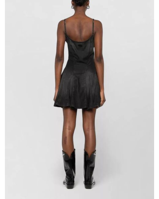 DIESEL Black Denim Paneled Sleeveless Mini Dress