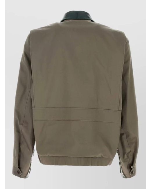 Sacai Green Cotton Jacket Contrast Collar Button Cuffs for men