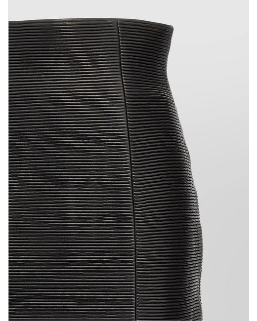Balmain Black Leather High-Rise Fitted Skirt