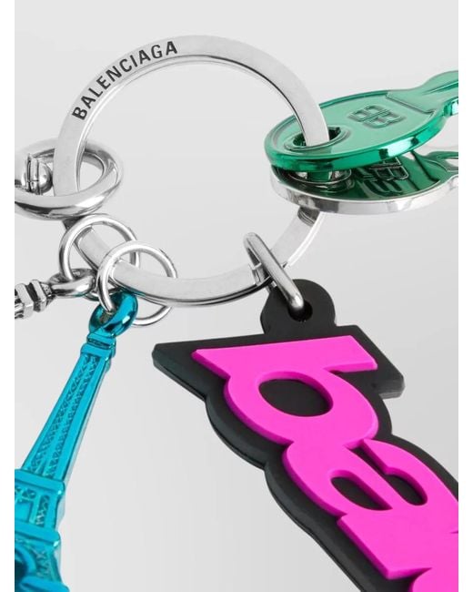 Balenciaga Pink B Logo Biker Keyring Eiffel Tower