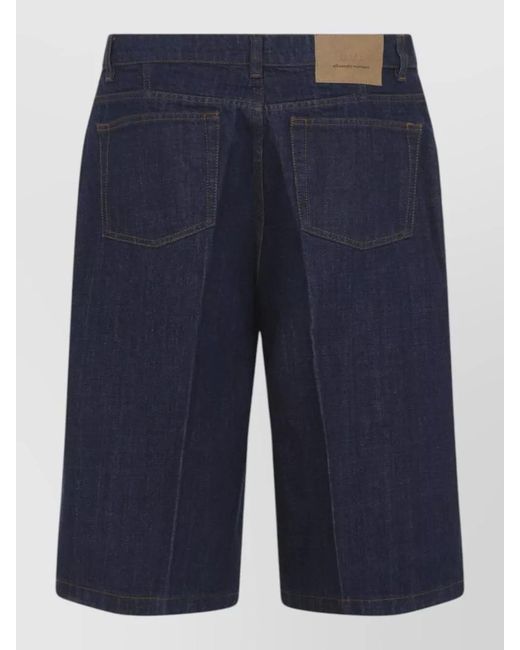 AMI Blue Denim Regular-Fit Bermuda Shorts for men