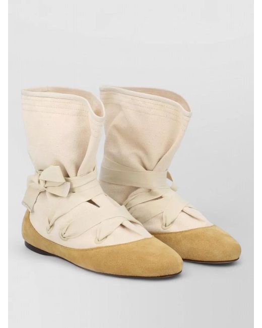 Isabel Marant Natural Canvas Ballerina Shoes Ankle Length