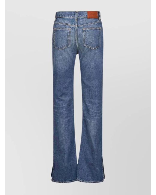 Chloé Blue Denim High-Rise Straight-Leg Slit Jeans