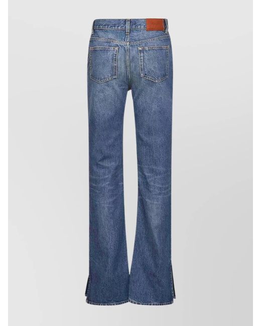 Chloé Blue Denim High-Rise Straight-Leg Slit Jeans
