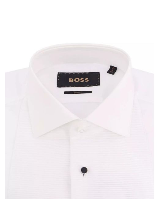 Boss White Tailored Cotton Dress Shirt Cufflinks for men