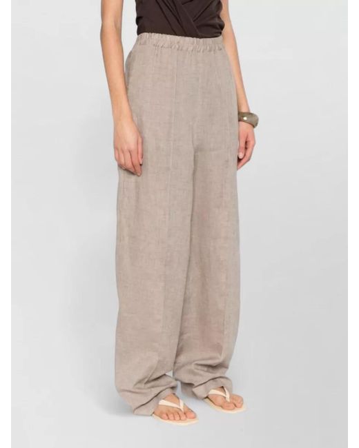 Fabiana Filippi Natural Wide Leg Trousers Lightweight Fabric Side Pockets