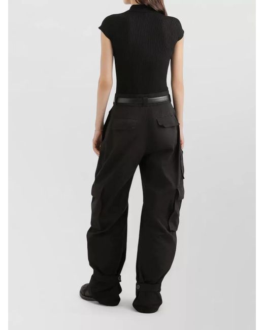 Dolce & Gabbana Black Ribbed Sleeveless Cropped Polo Top