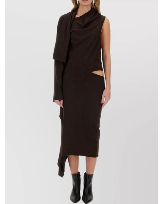 Courreges Black Cotton Slim-Fit Off-Shoulder Midi Dress