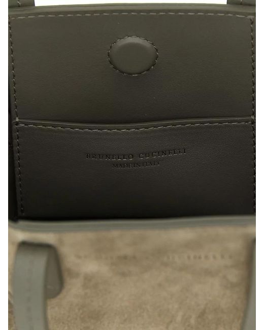 Brunello Cucinelli Natural Tote Bag Detachable Strap Suede Finish Handles