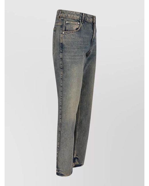 Represent Gray Cotton Straight-Leg Jeans for men
