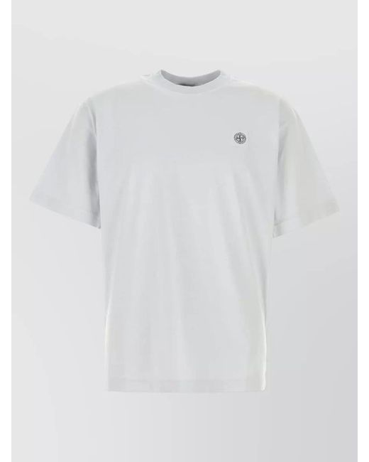 Stone Island White Cotton Logo Patch Short-Sleeve T-Shirt for men
