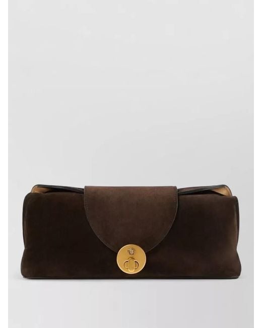 Versace Gray Calf Leather Shoulder Clutch Chain Strap