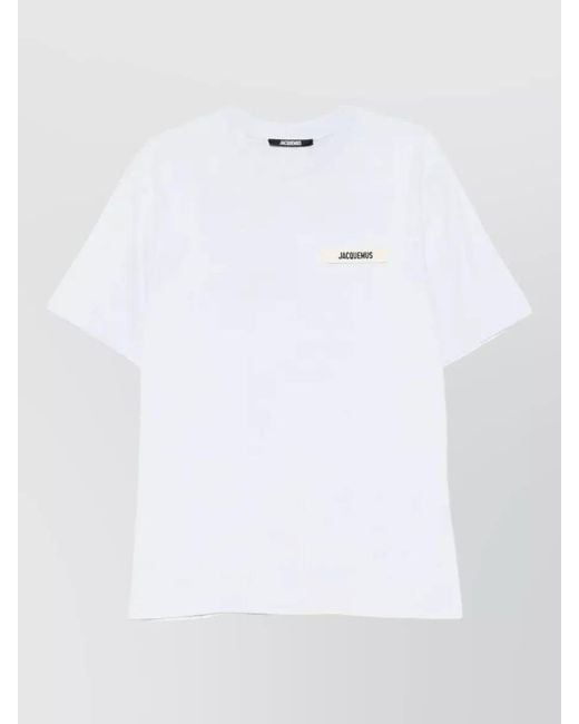 Jacquemus White Gros Grain Crew Neck Short Sleeves Shirt for men