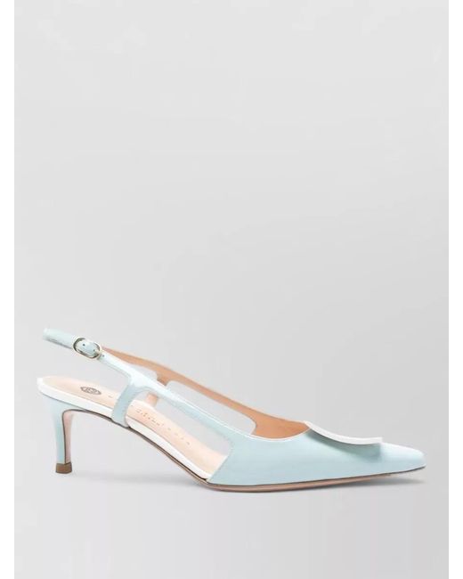 Roberto Festa White Slingback Pumps Patent Kitten Heel Pointed Toe