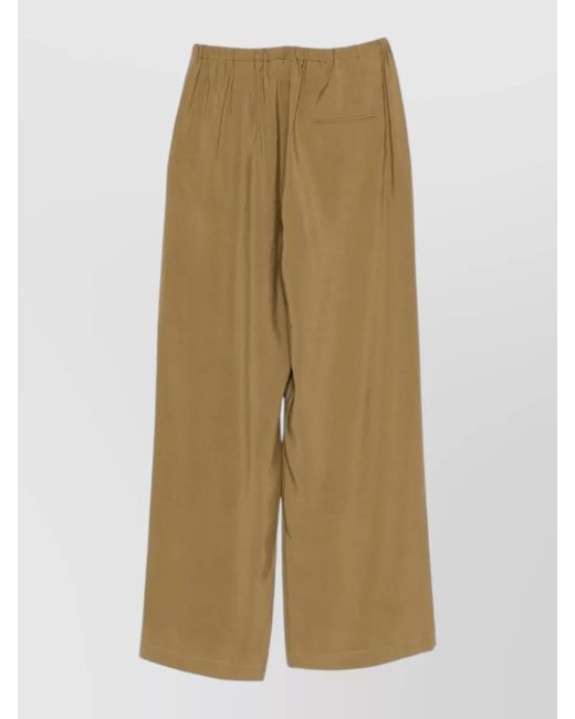 Alysi Natural Tailored Wide Leg Trousers Single Back Pocket