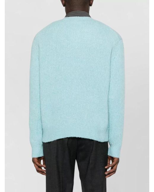 sunflower Blue Crewneck Alpaca Yak Knit Sweater for men