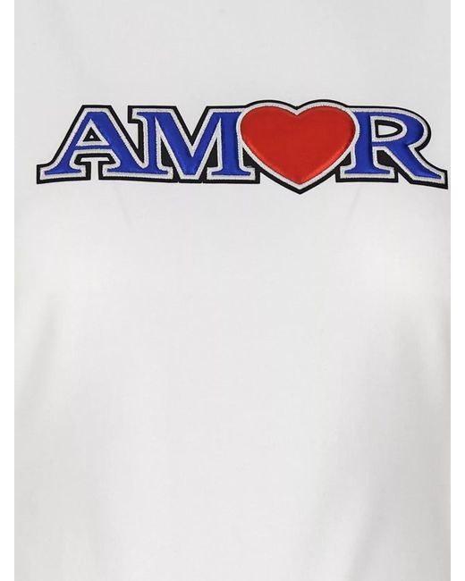 Vetements White Love Crew Neck Embroidered Graphic Print T-Shirt