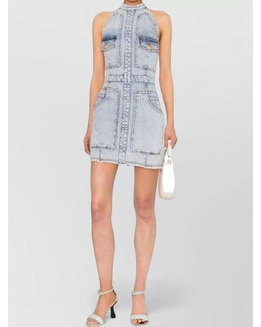 Balmain Blue Cotton Mini Dress