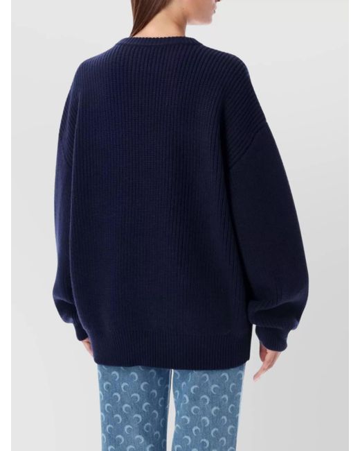 MARINE SERRE Blue Merino Wool Fisherman Jumper