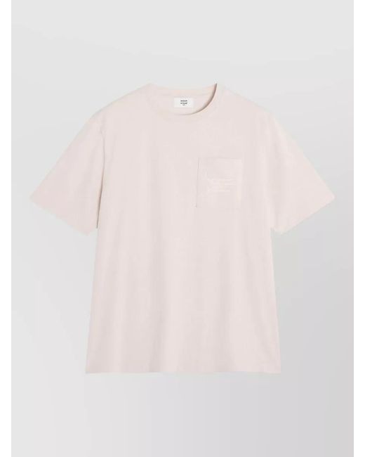 Maison Kitsuné Pink Script Motif Comfort Fit Pocket T Shirt for men