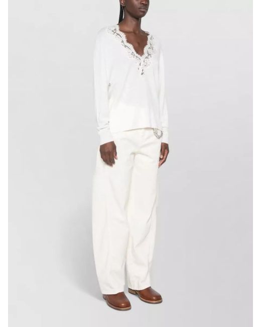 ERMANNO FIRENZE Natural V-Neck Jumper