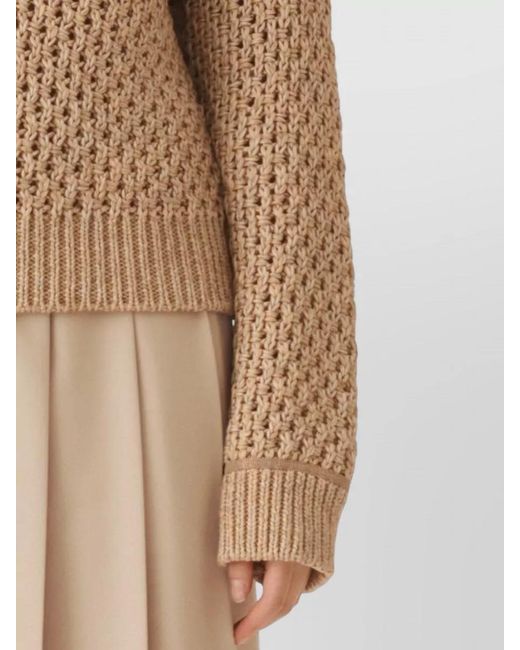 Fabiana Filippi Natural V-Neck Long-Sleeve Sweater