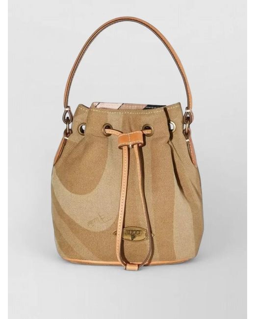 Emilio Pucci Natural Shoulder Bag Chaucer Panama Patterned Handle