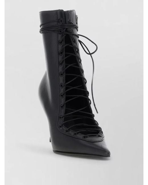 Le Silla Black Leather Colette Lace-Up Ankle Boots