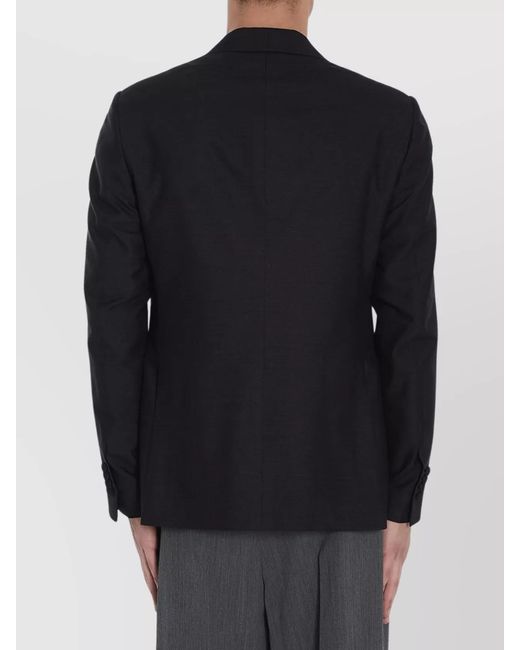 Lardini Black Silk Single-Breasted Jacket for men