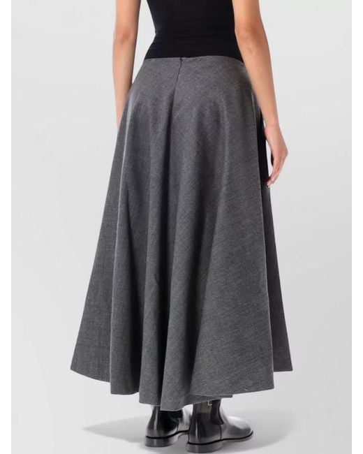 AMI Black Virgin Wool Maxi Skirt