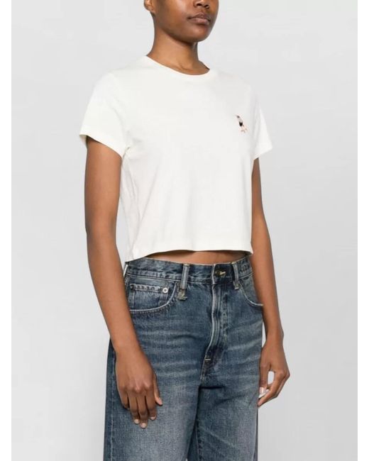 Maison Kitsuné White Organic Cotton Embroidered Short-Sleeve T-Shirt