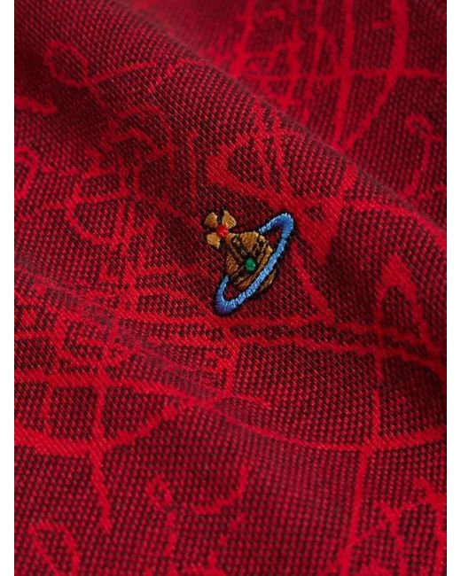 Vivienne Westwood Red Short Sleeve Polo Collar Knit Top for men
